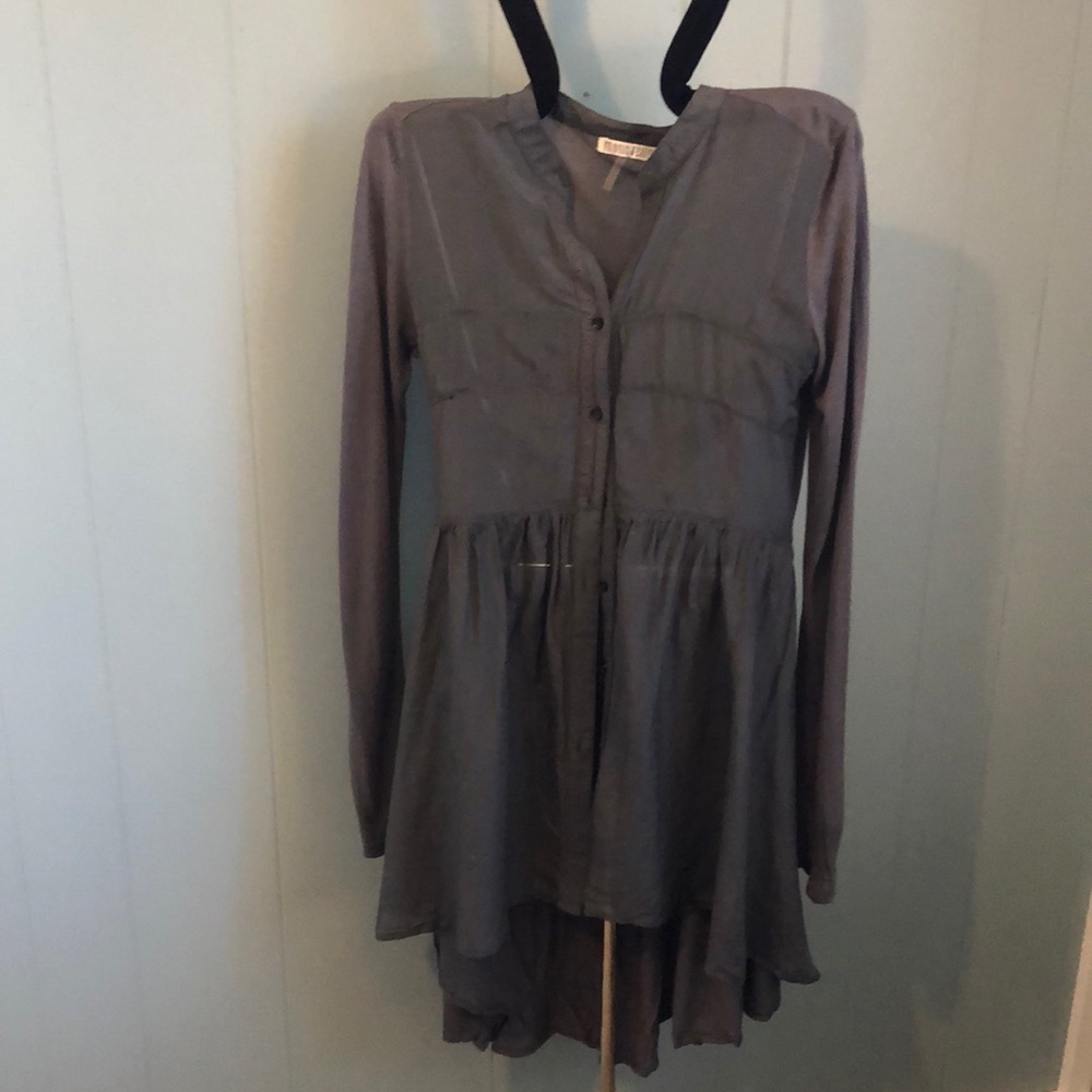 Monoreno Grey Embellished Shirt Dress Small